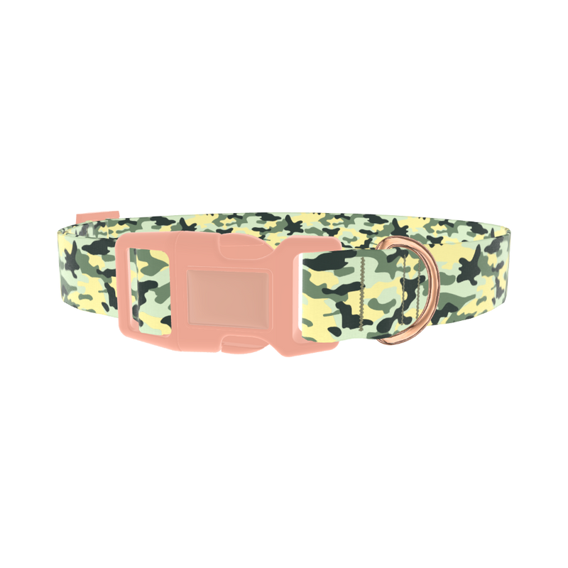 Light Green Camo Dog Collar - plastic rose gold