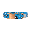 Blue Football Trophy Dog Collar - metal rose gold