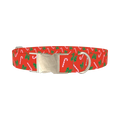 Festive Bows and Candy Canes Dog Collar - metal silver
