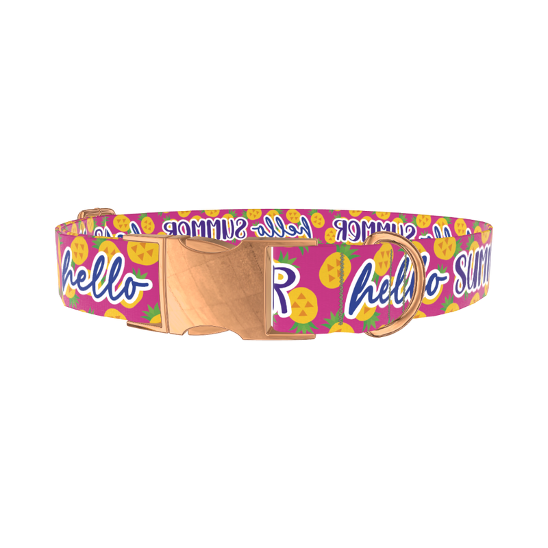 Tropical Summer Dog Collar - metal silver