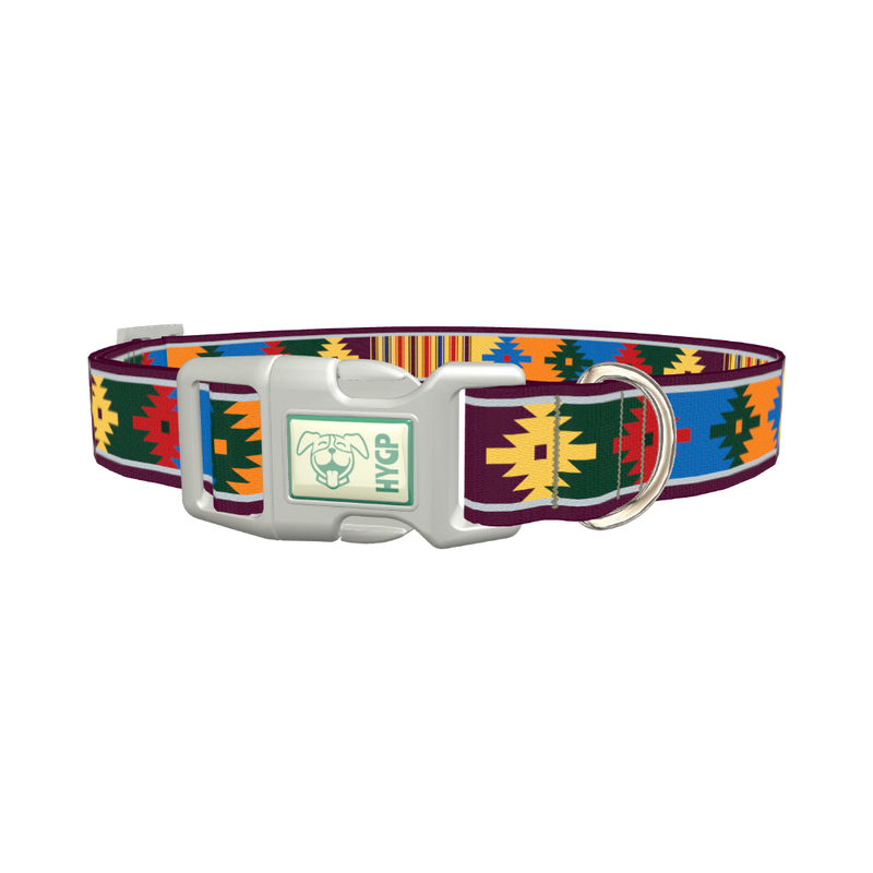 Colorful Tribal Star Dog Collar - plastic silver
