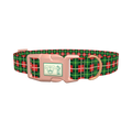 Green White Plaid Dog Collar - plastic rose gold