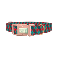 Rhombus Plaid Dog Collar - plastic rose gold