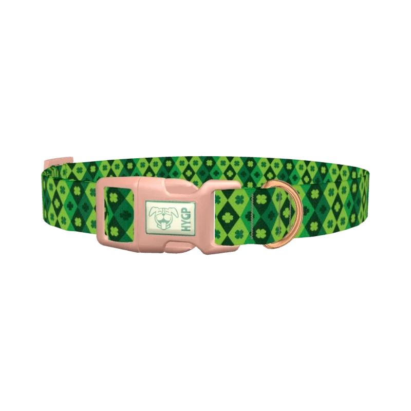 Diamond Clover Pattern Dog Collar - plastic rose gold