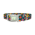Floral Pattern Dog Collar - plastic silver