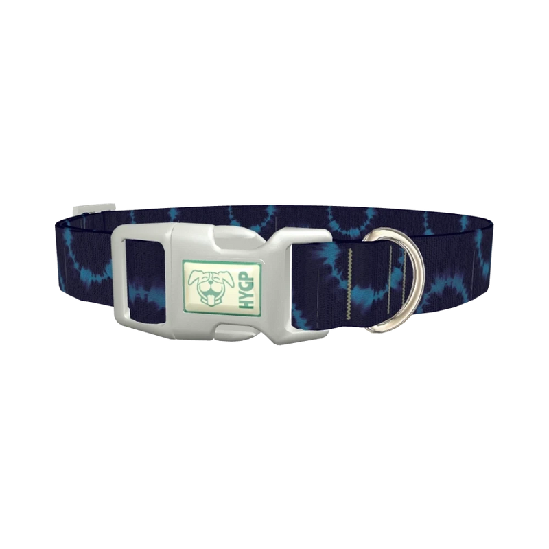 Tie Dye Circle Dog Collar - plastic silver