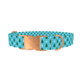 Blue Christmas Trees Dog Collar - metal rose gold