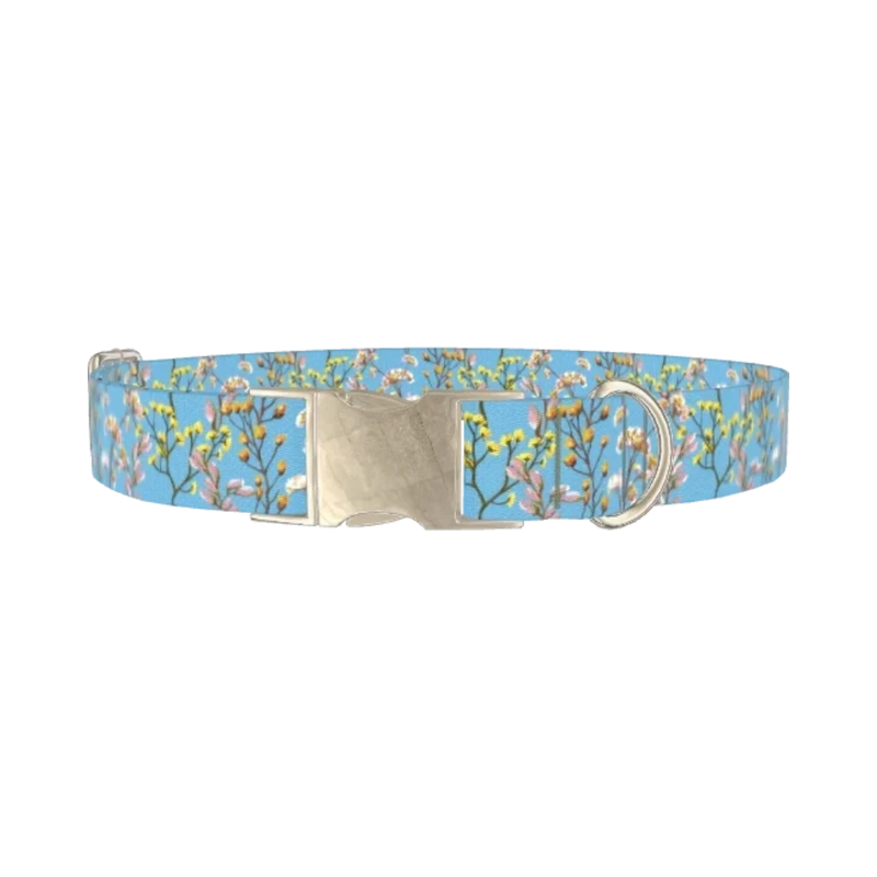 Spring Blossom Dog Collar - metal silver