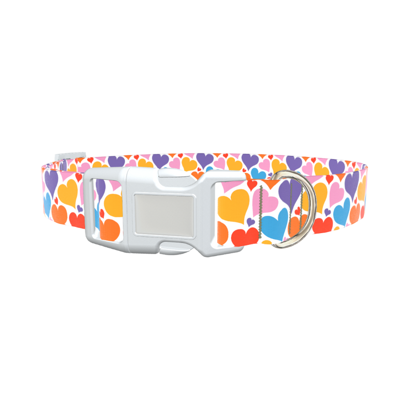 Multicolor Heart Dog Collar - plastic rose gold