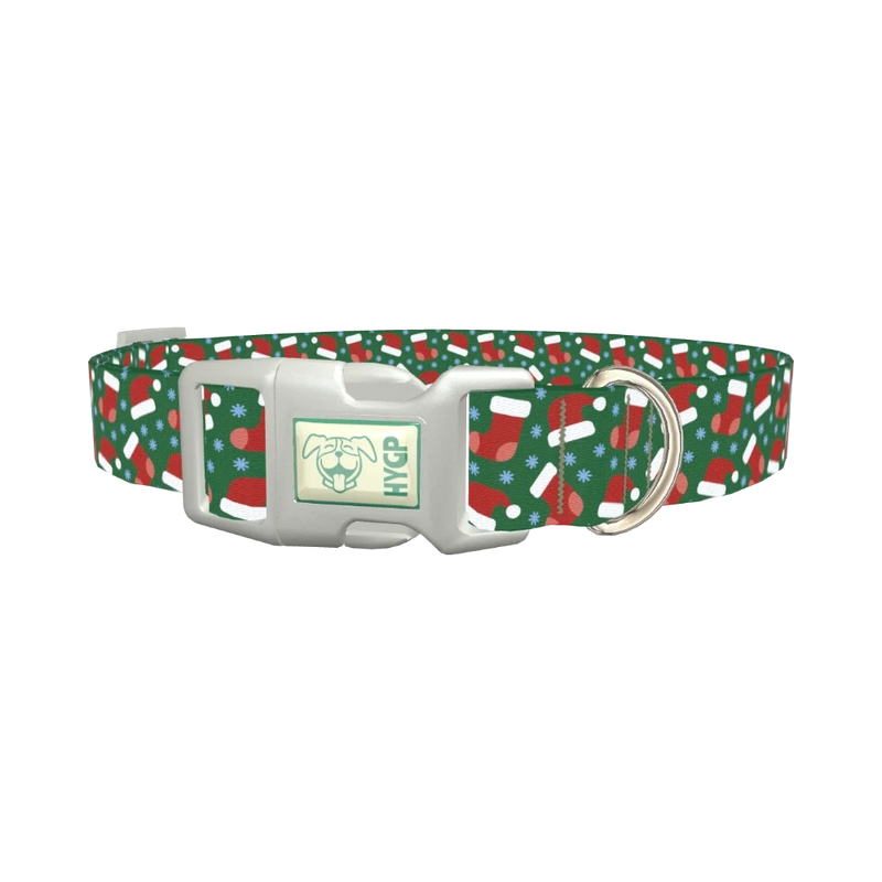 Festive Santa Hat Dog Collar - plastic silver