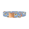 Blue Sushi Roll Dog Collar - metal rose gold
