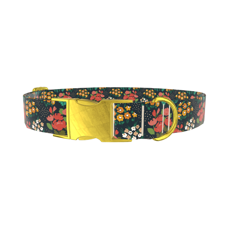 Dark Floral Bouquet Dog Collar