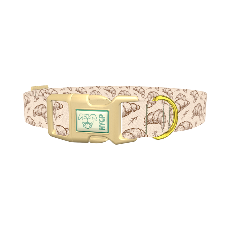 Beige Croissant Leaf Dog Collar - plastic gold