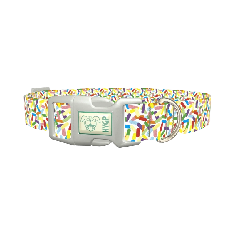 Confetti Pattern Dog Collar - plastic silver