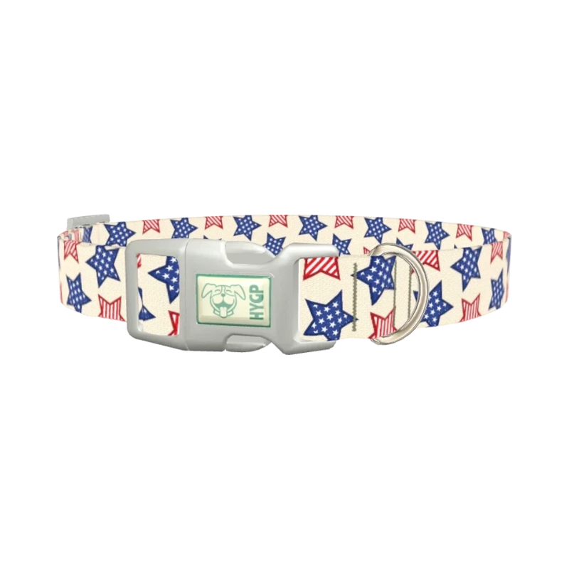 Striped Stars Dog Collar - plastic silver