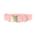 Red Polka Dot Dog Collar - metal silver