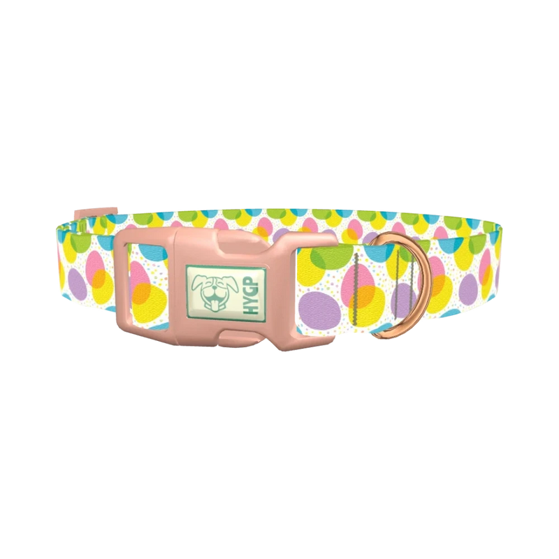 Colorful Easter Egg Pattern Dog Collar - plastic rose gold