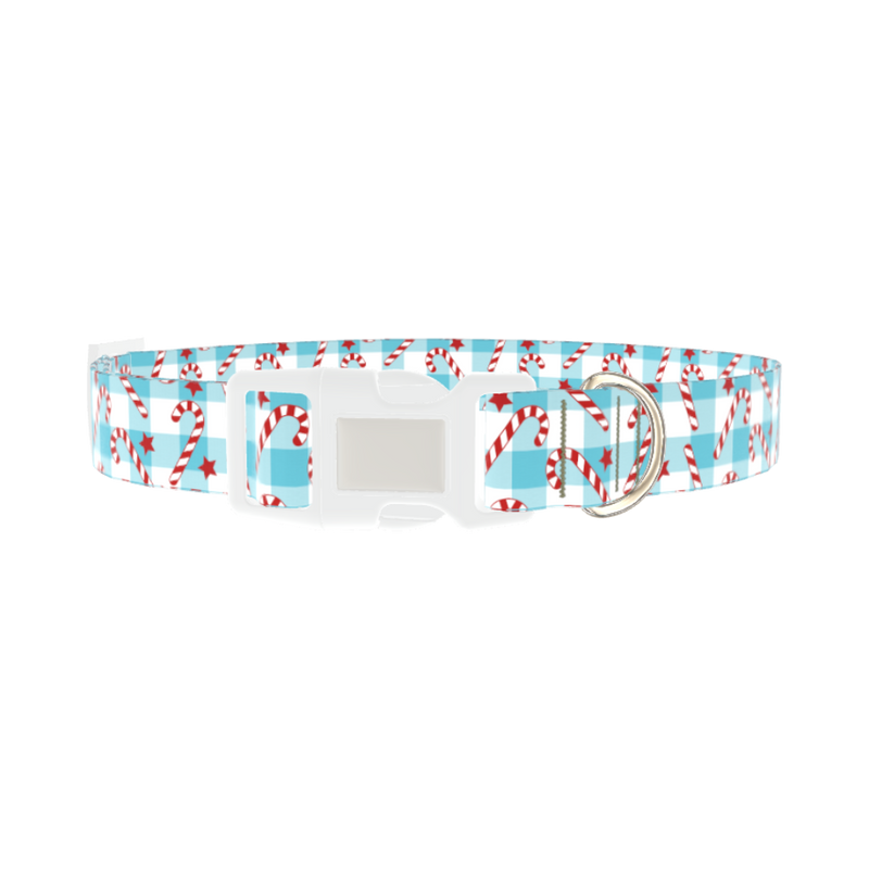Candy Cane Star Dog Collar - plastic silver
