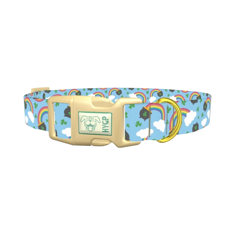 St. Patrick's Rainbow Dog Collar - plastic gold