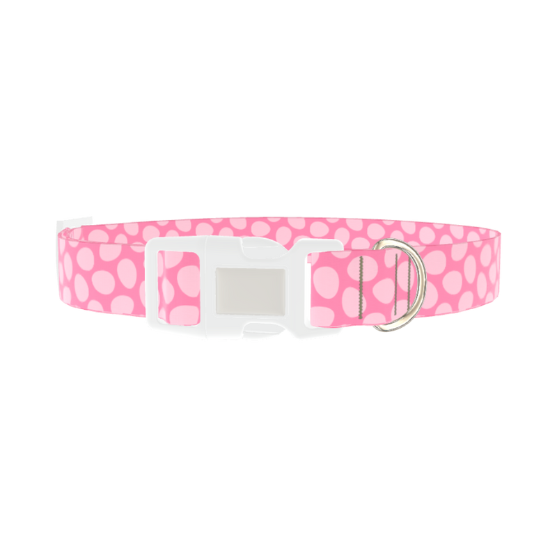 Pink Easter Egg Dog Collar - plastic silver