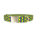Mardi Gras Rhombus Dog Collar - metal silver