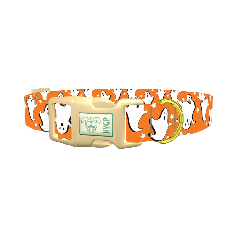 Halloween Ghost Stars Dog Collar - plastic gold