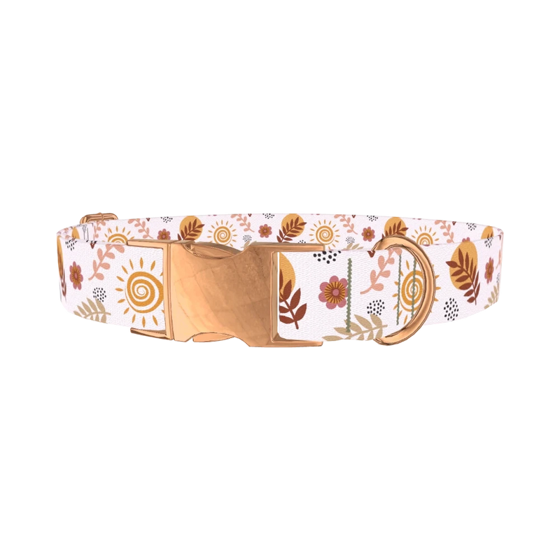 Boho Sun Moon Dog Collar - metal rose gold