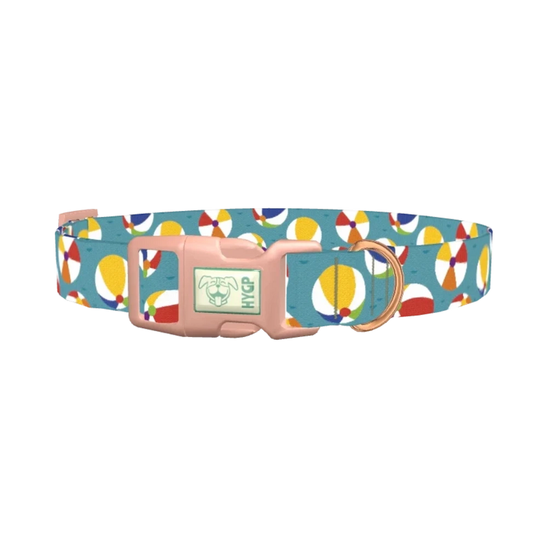 Colorful Beach Ball Pattern Dog Collar - plastic rose gold