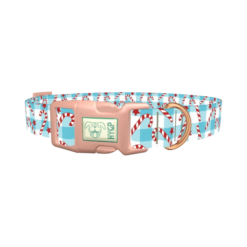 Candy Cane Star Dog Collar - plastic rose gold