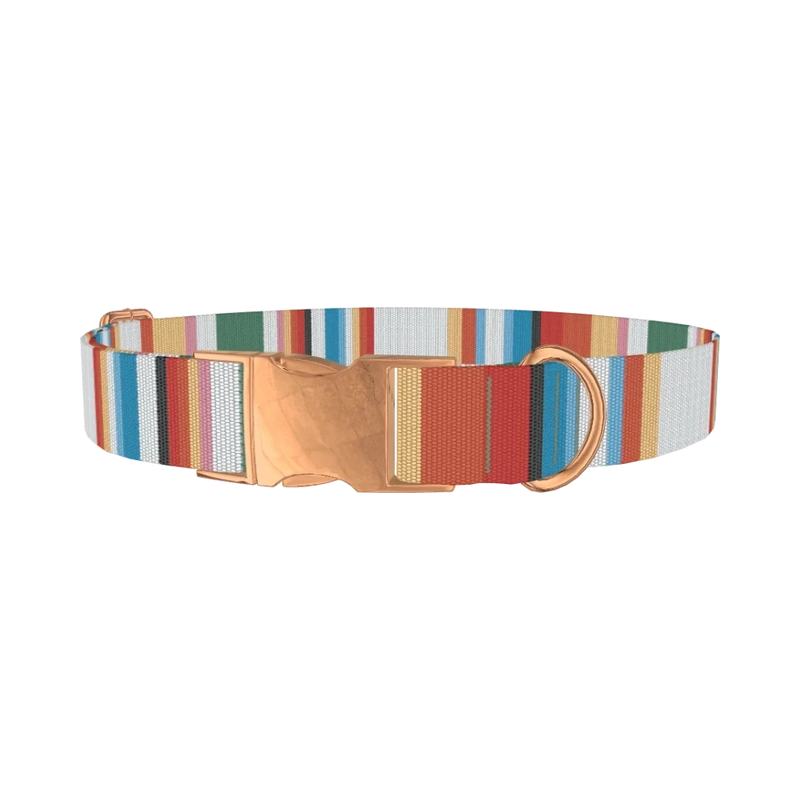 Multicolor Hexagon Stripe Dog Collar - metal rose gold