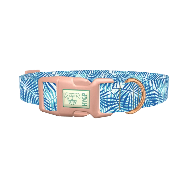 Tropical Leaves Dog Collar - plastic rose gold