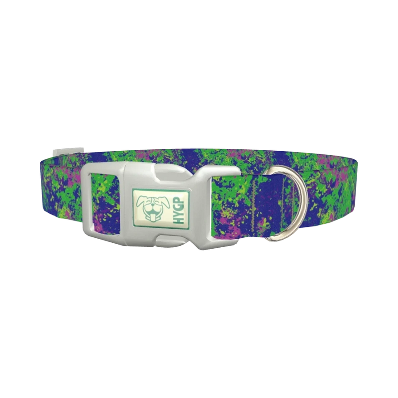 Vibrant Splatter Dog Collar - plastic silver