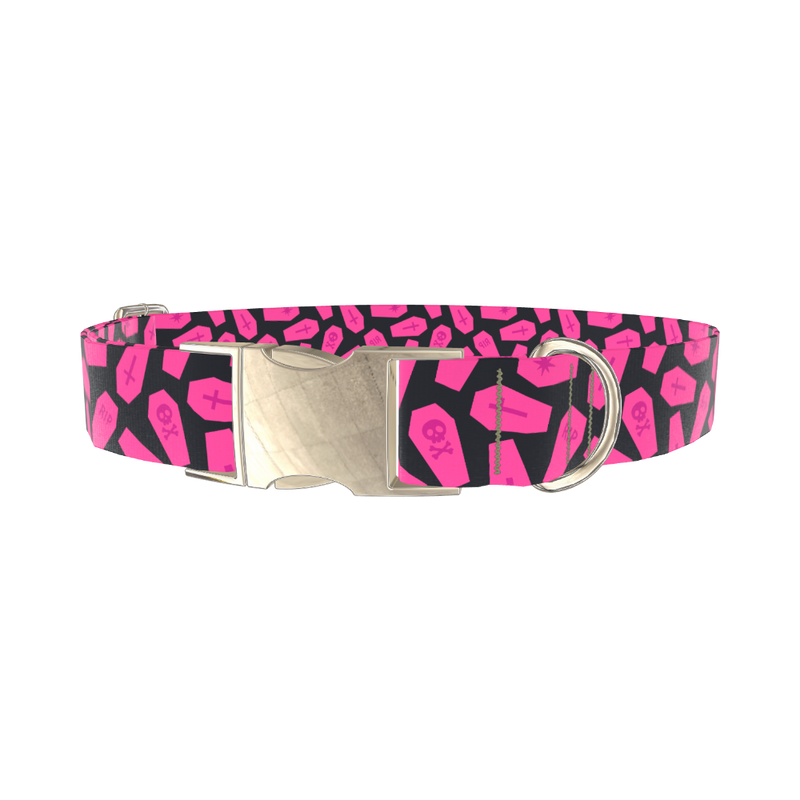 Halloween Coffin Dog Collar - metal gold