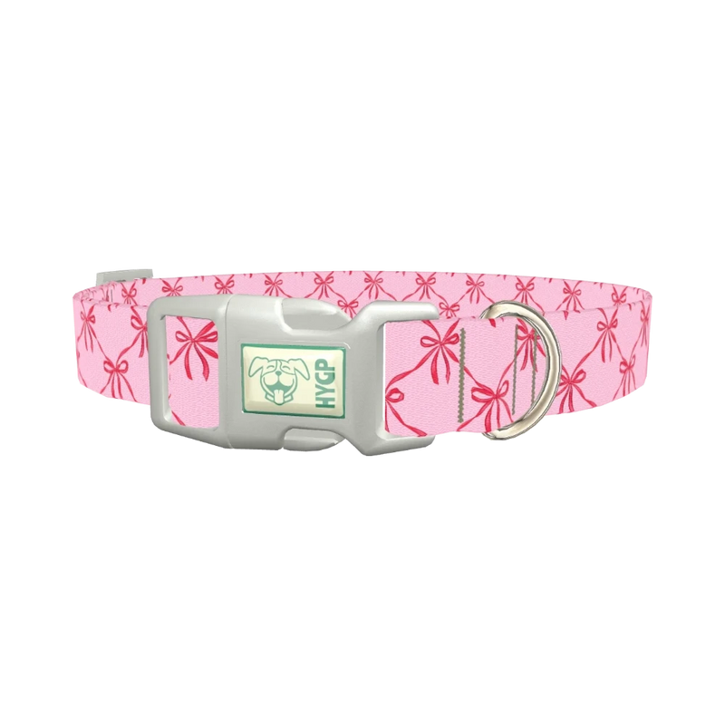 Diamond Bow Dog Collar - plastic silver