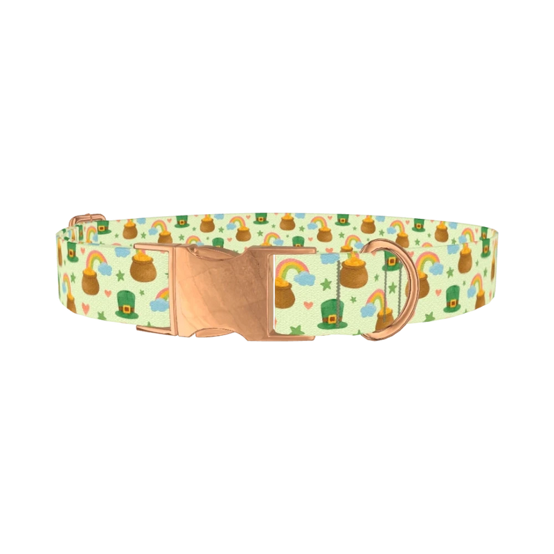 St. Patrick's Day Dog Collar - metal rose gold