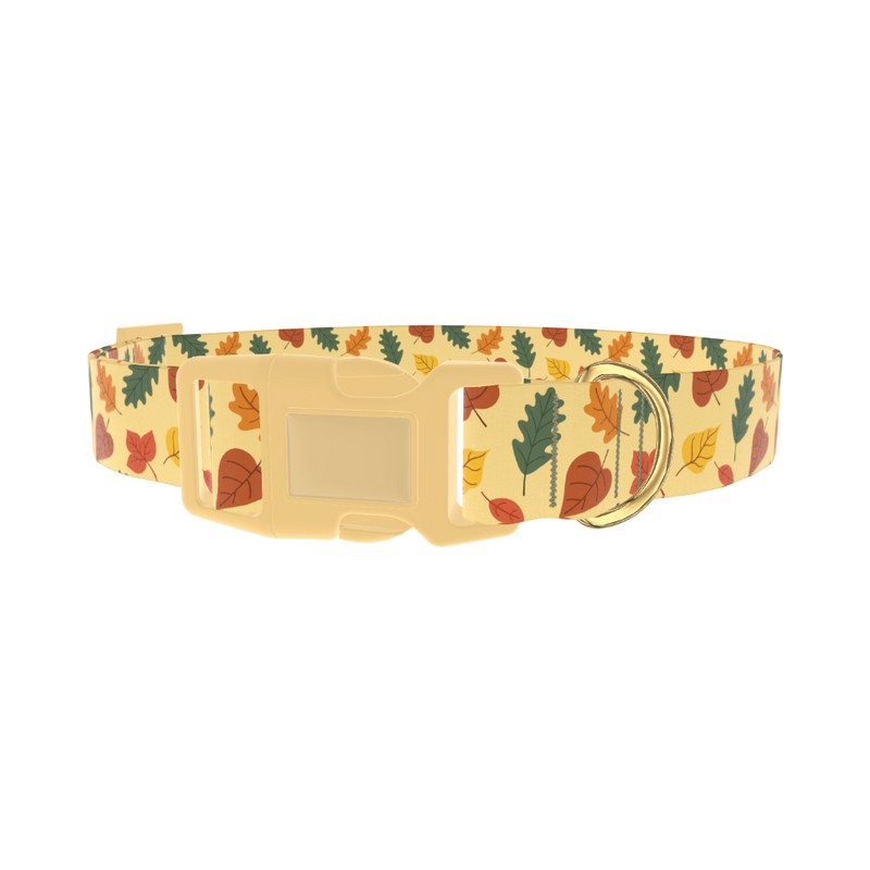 Colorful Autumn Leaf Dog Collar - plastic gold