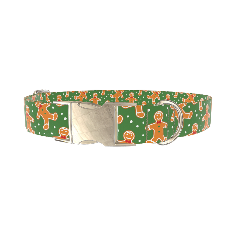 Gingerbread Cookie Dog Collar - metal silver