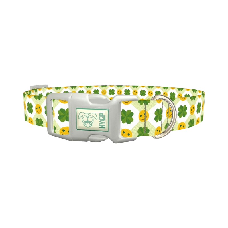 St. Patrick's Smiley Dog Collar - plastic silver