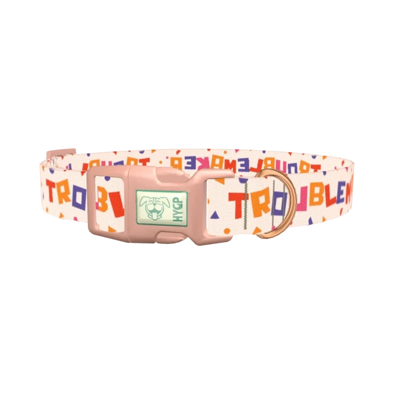 Geometric Letter Dog Collar - plastic rose gold