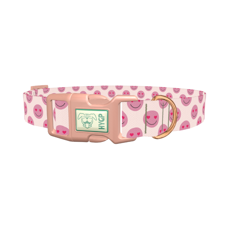Heart Eyes Emoji Dog Collar - plastic rose gold