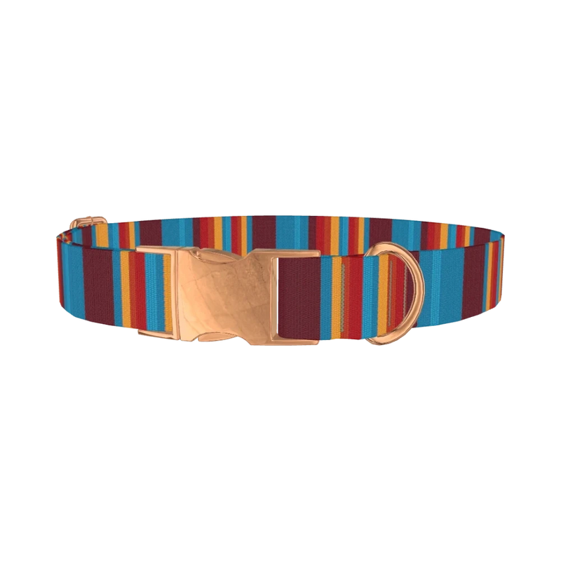 Colorful Stripe Dog Collar - metal rose gold
