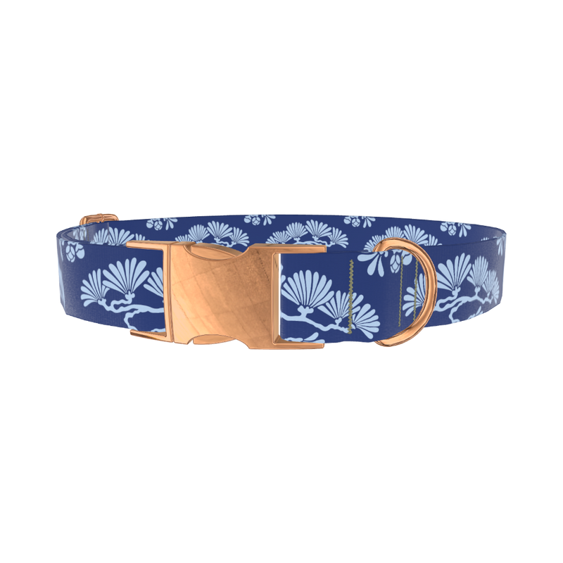 Japanese Tree Pattern Dog Collar - metal rose gold