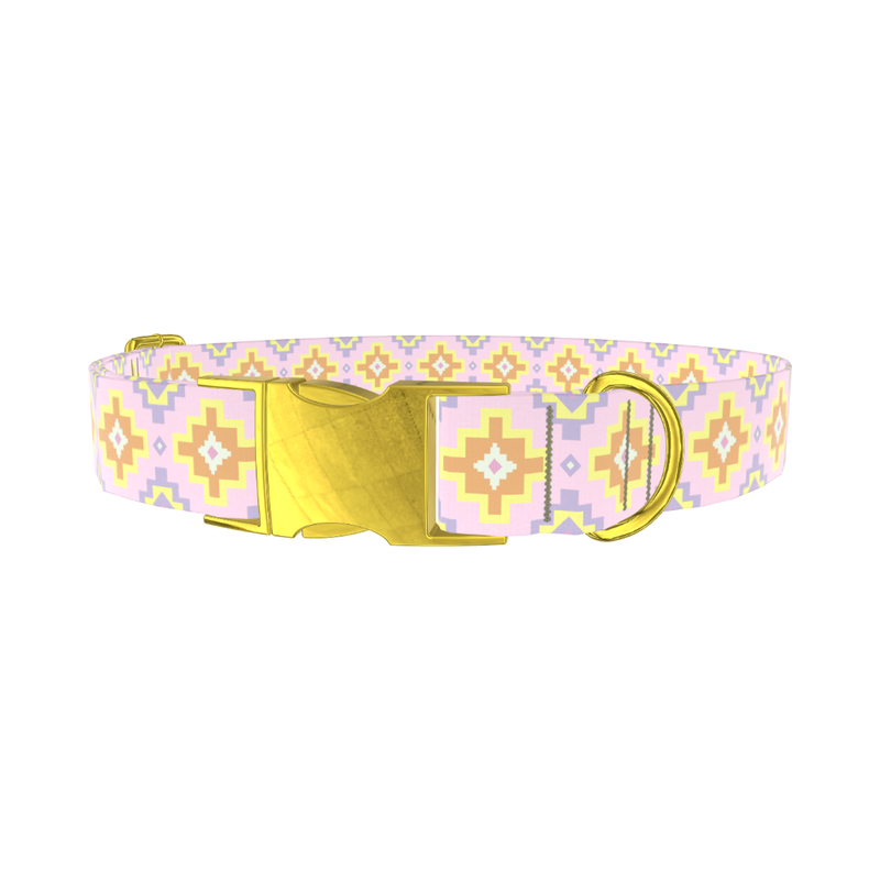 Pastel Geometric Dog Collar - metal rose gold