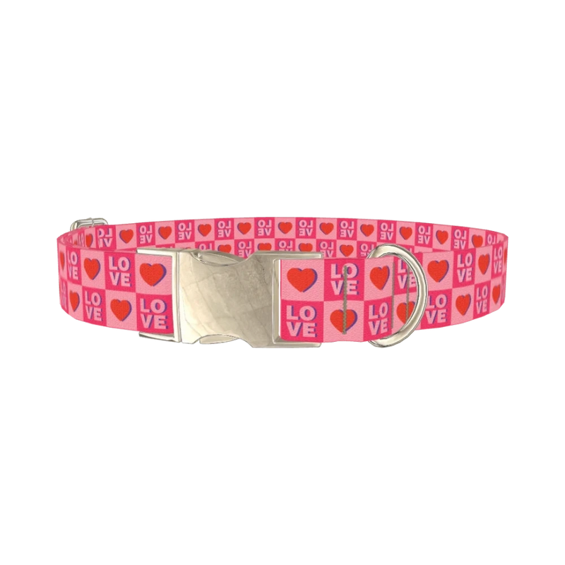 Valentine Love Dog Collar - metal silver