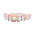 Pastel Gingham Dog Collar - plastic rose gold
