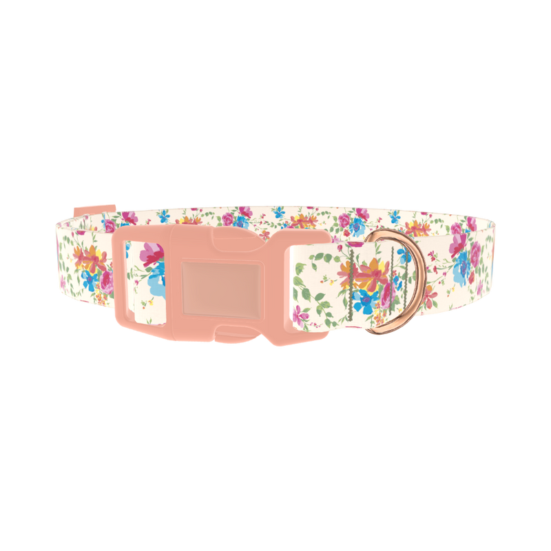 Colorful Floral Bouquet Dog Collar - plastic rose gold