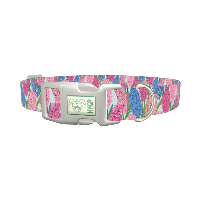 Floral Hyacinth Dog Collar - plastic silver