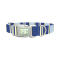 Navy Stripes Dog Collar - plastic silver