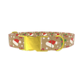 Santa Hat and Holly Dog Collar - metal gold