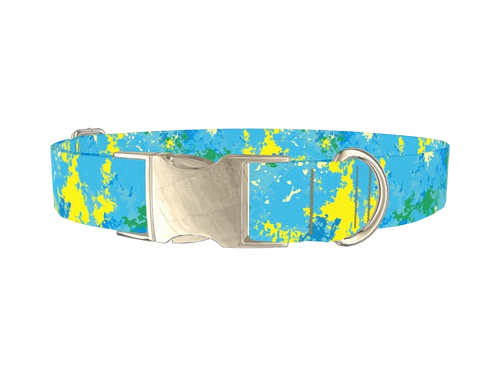 Blue Abstract Splatter Dog Collar